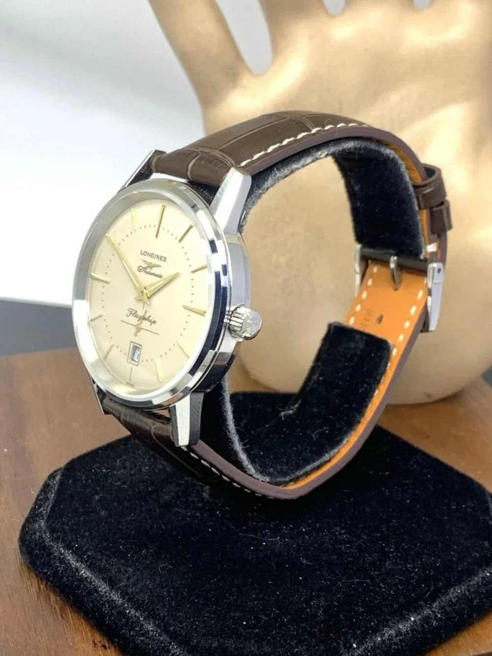 Longines Men's Watch L47954782 Flagship Heritage Swiss Automatic Leather 39mm